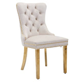 AADEN 2x Velvet Dining Chairs with Golden Metal Legs-Black