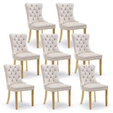 AADEN 8x Velvet Dining Chairs with Golden Metal Legs-Black