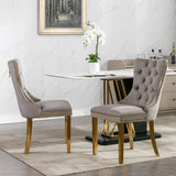 AADEN 8x Velvet Dining Chairs with Golden Metal Legs-Black