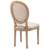 AADEN 6x Rattan Dining Chairs with Solid Wood Legs- Beige