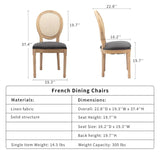 AADEN 6x Rattan Dining Chairs with Solid Wood Legs- Grey