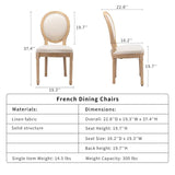 AADEN 2x Linen Dining Chairs with Solid Wood Legs- Beige