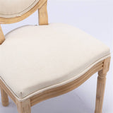 AADEN 2x Linen Dining Chairs with Solid Wood Legs- Beige