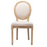 AADEN 2x Linen Dining Chairs with Solid Wood Legs- Beige