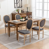 AADEN 4x Linen Dining Chairs with Solid Wood Legs- Grey