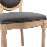 AADEN 6x Linen Dining Chairs with Solid Wood Legs- Grey