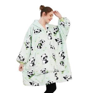 GOMINIMO Hoodie Blanket (Adult Panda Green)