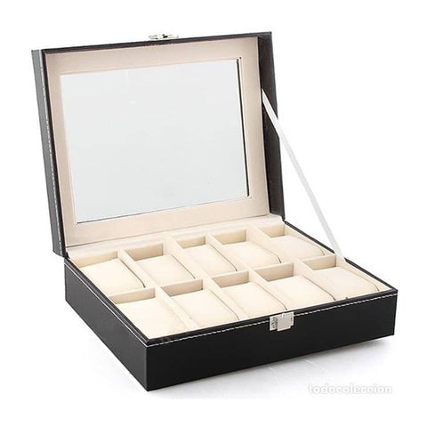 GOMINIMO 10 Slot Watch Holder Box PU Leather Display Storage Case