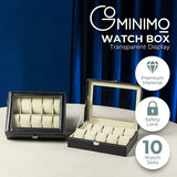 GOMINIMO 10 Slot Watch Holder Box PU Leather Display Storage Case