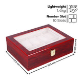 GOMINIMO 10 Slot Watch Display Box Red Wood