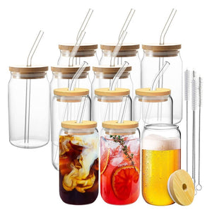 Gominimo 16Oz 12pcs Mason Jar Drinking Glass with Lid and Straw Tumbler Cup Can