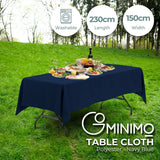 Gominimo Rectangle Tablecloth Polyester Dining Table Cloth Cover 230cm Navy Blue
