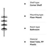 SONGMICS Adjustable Bathroom Corner Shelf with 4 Trays Black