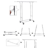 SONGMICS Metal Clothes Rack Stand on Wheels Heavy Duty Silver