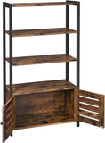 VASAGLE Bookcase Floor Standing Storage Cabinet and Cupboard with 2 Louvred Doors and 3 Shelves Bookshelf Rustic Brown