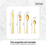 24 Piece Gold Cutlery Set - Stainless Steel Flatware Knife Fork Spoon Gift Box