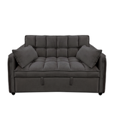 Sarantino Quincy 2-Seater Velvet Sofa Bed in Dark Grey with Wooden Frame and Tufted Design - Dark Grey