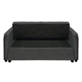 Sarantino Quincy 2-Seater Velvet Sofa Bed in Dark Grey with Wooden Frame and Tufted Design - Dark Grey