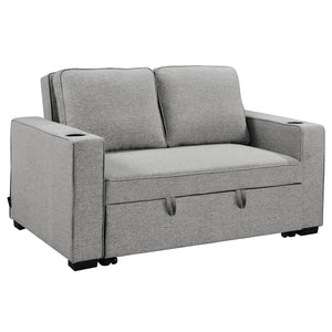 Sarantino Hoffman Linen Sofa Bed Chair With Cushions &cup Holders Light Grey