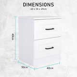 2X Bedside Table Side Storage Cabinet Nightstand Bedroom 2 Drawer KEVA WHITE