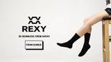 10X Rexy 3D Seamless Crew Socks Large Slim Breathable BLACK