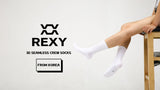 10X Rexy 3D Seamless Crew Socks Medium Slim Breathable WHITE