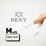 15X Rexy 3D Seamless Crew Socks Medium Slim Breathable WHITE