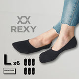 6X Rexy Cushion No Show Ankle Socks Large Non-Slip Breathable BLACK