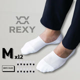 12X Rexy Cushion No Show Ankle Socks Medium Non-Slip Breathable WHITE