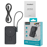 CHOETECH B735-BK 10000mAh 20W MagLeap Wireless Power Bank Black with Phone Holder and Build-in Cable