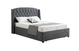 Paris Tall Tufted Velvet Dark Grey Bed with Storage Drawer - King