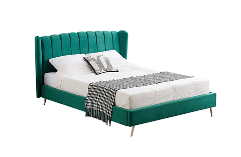 Vienna Peacock Green Velvet Bed - Queen