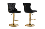 Sahara Black Barstool with Gold Stand -Set of 2