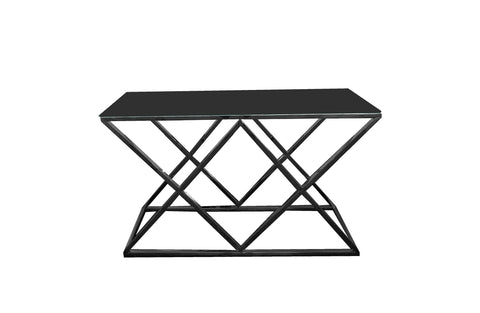 Alsea Console Table Black Base - Black Glass