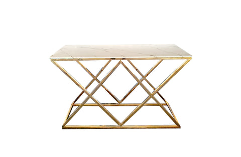 Alsea Console Table Gold Base - White Marble