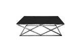 Alsea Coffee Table Silver Base - Black Glass