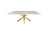 Miles Gold With White Marble Dining Table - 90cm x 180cm