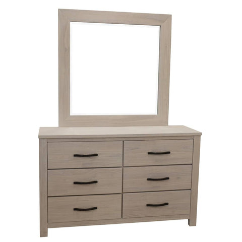 Foxglove Dresser Mirror 6 Chest of Drawers Tallboy Storage Cabinet - White