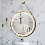 Interior Ave - LED Round Hanging Salon / Bathroom Wall Mirror - Gold - 80cm