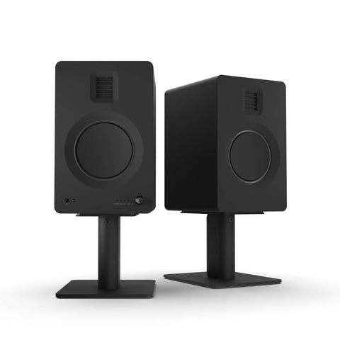 Kanto TUK 260W Powered Bookshelf Speakers with Headphone Out, USB Input, Dedicated Phono Pre-amp, Bluetooth - Pair, Matte Black with SP6HD Black Stand Bundle