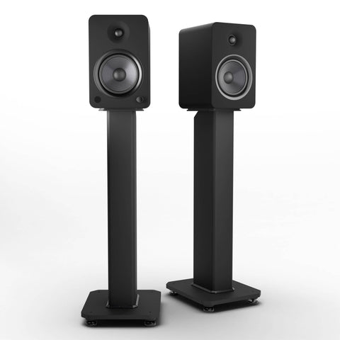 Kanto YU4 140W Powered Bookshelf Speakers with Bluetooth® and Phono Preamp - Pair, Matte Black with SX26 Black Stand Bundle