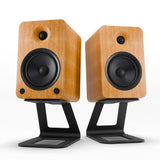 Kanto YU6 200W Powered Bookshelf Speakers with Bluetooth® and Phono Preamp - Pair, Bamboo with SE6 Black Stand Bundle