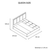 Queen 4 Pcs Bedroom Suite with Dresser Fabric Upholstery MDF Combination of Black & Cement Colour