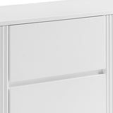 Buffet Ceramic Table Top MDF Cabinet Storage Stainless Steel In White