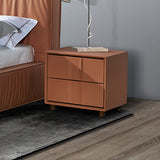 Louis Bedside Table MDF With PU Leather Wooden Legs