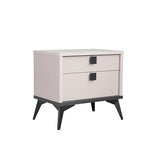 Bedside Table with 2 Storage Drawers MDF Combination of Champagne and Black Colour Nightstand