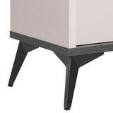 Bedside Table with 2 Storage Drawers MDF Combination of Champagne and Black Colour Nightstand