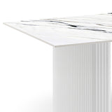 Dining Table Sintered Stone Top MDF Table Base High Glossy White