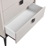 Tallboy with 5 Storage Drawers MDF Combination of Champagne and Black Colour