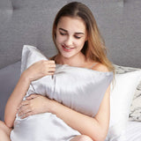 Gioia Casa Luxury Pillowcase 2 Pack - 100% Pure Mulberry Silk on Both Sides - Silver